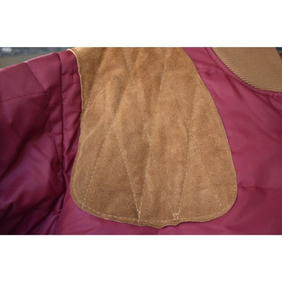 Vintage Men's Bob Allen Burgundy Puffer Hunting Jacket Suede Patches L - Picture 5 of 10